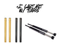 Gold and black suspension parts and tubes for Harleys