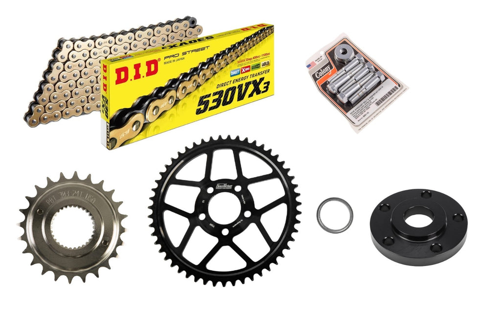 530 Chain Conversion Kit 24T-51T Black Sprocket D.I.D Gold VX3 00-05 Harley Dyna