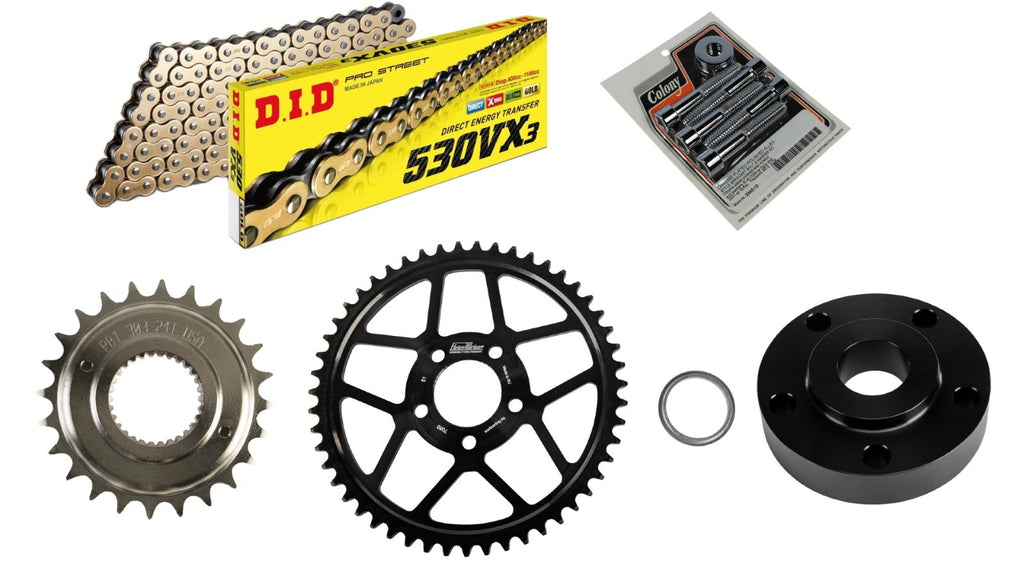 D.I.D 530 Chain Conversion Kit 24T-51T Steel Sprocket Gold VX3 06-17 Harley Dyna
