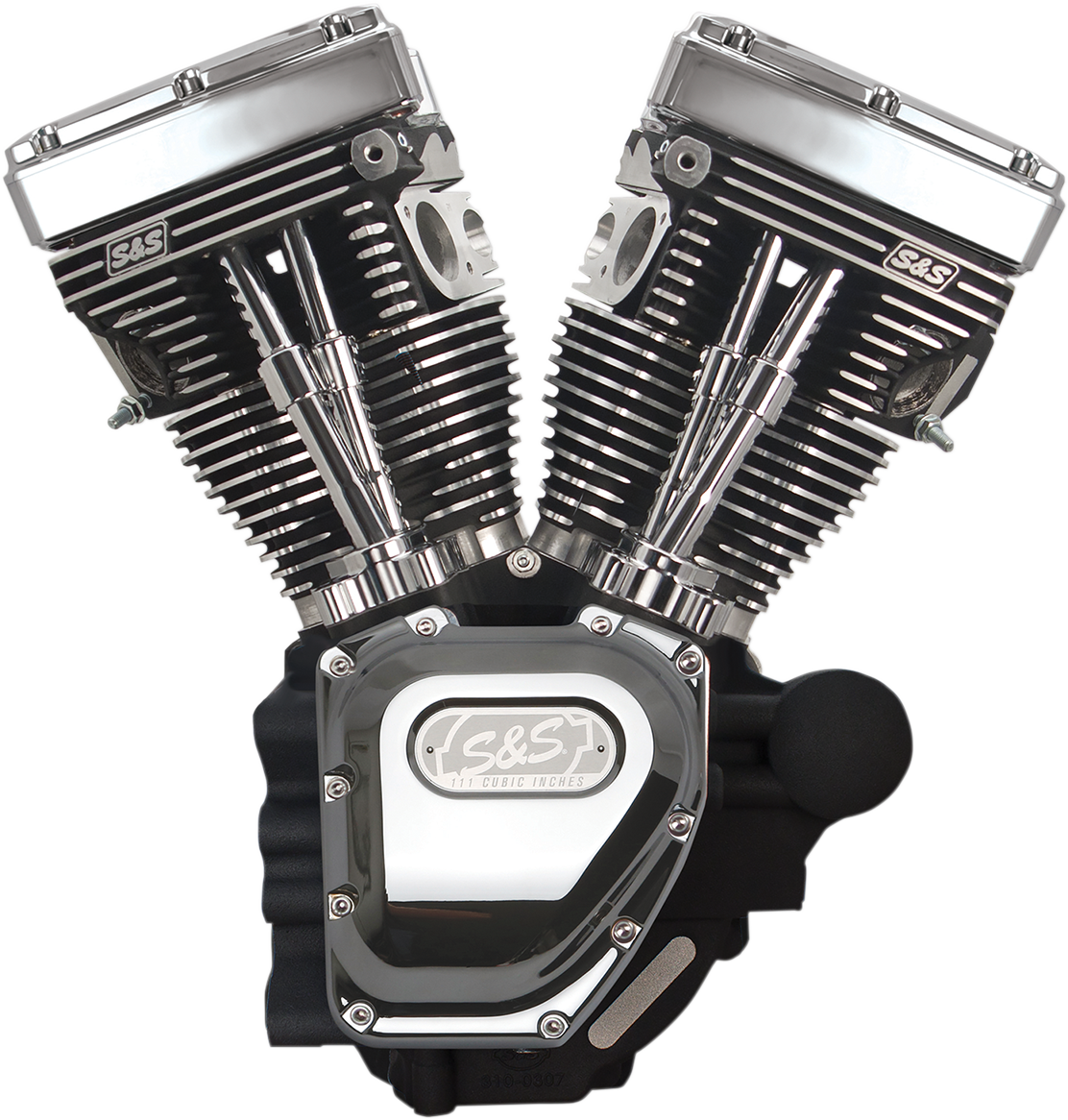 S&S Engine T111, LC, 585GE Cams, Wrinkle Black/Chrome, Harley Touring 07-16