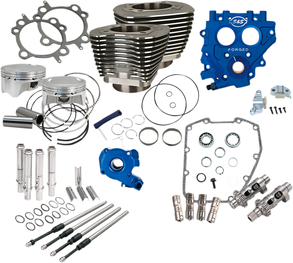 S&S Power Pack, 4" Bore, 585CE, Wrinkle Black, Harley Big Twin 99-06 exc 06 Dyna