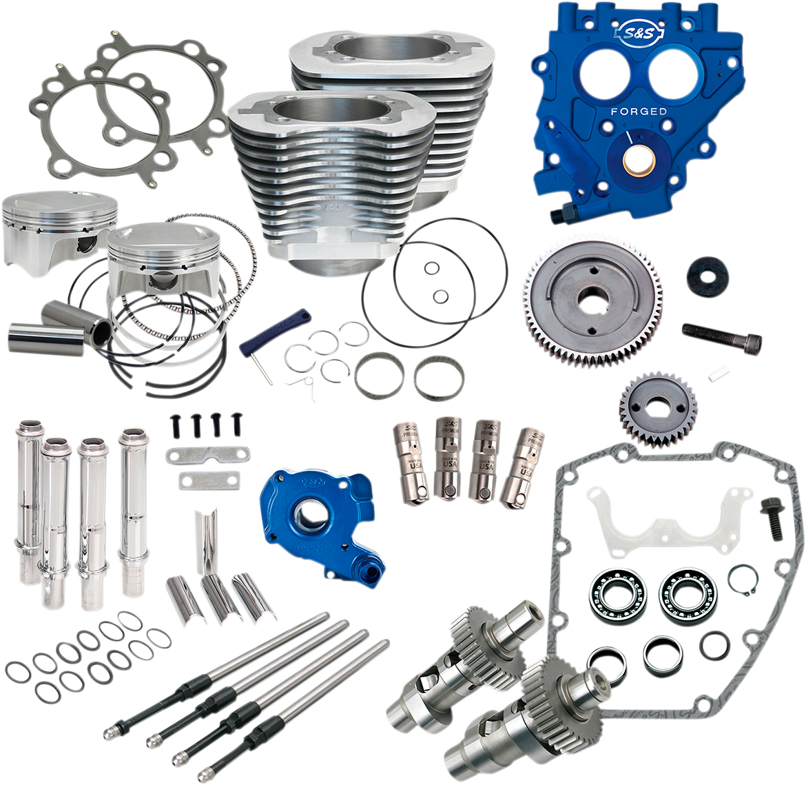 S&S Power Pack, 4" Bore, 585GE, Silver, Harley Big Twin 99-06 exc. 06 Dyna