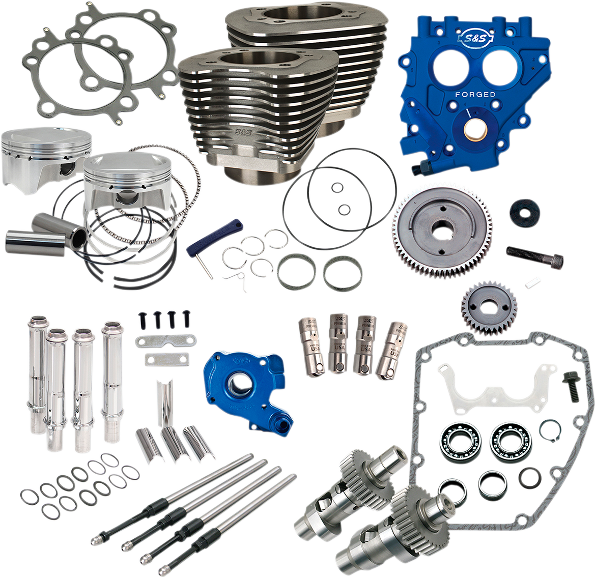 S&S Power Pack, 4" Bore, 585GE, Wrinkle Black, Harley Big Twin 99-06 exc 06 Dyna