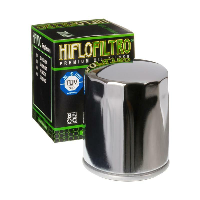 HiFlo Oil Filter Chrome EVO 1984-99/Sportster 83-24 Harley 63796-77A, 63805-80A