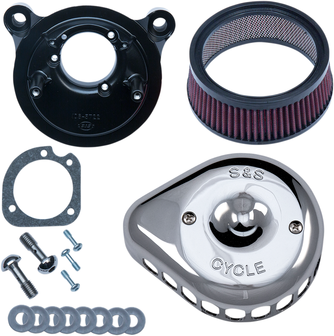 S&S Stealth Intake, Mini Teardrop, Delphi EFI, Chrome, Harley BT 01-17, exc. TBW