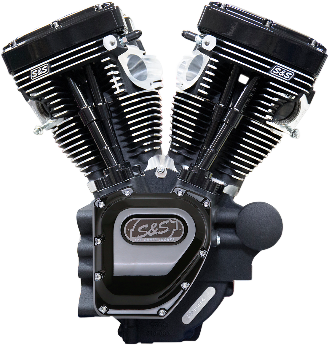 S&S Engine T124, Black, 585GE Cams, Wrinkle Black, LC, Harley Touring 07-16