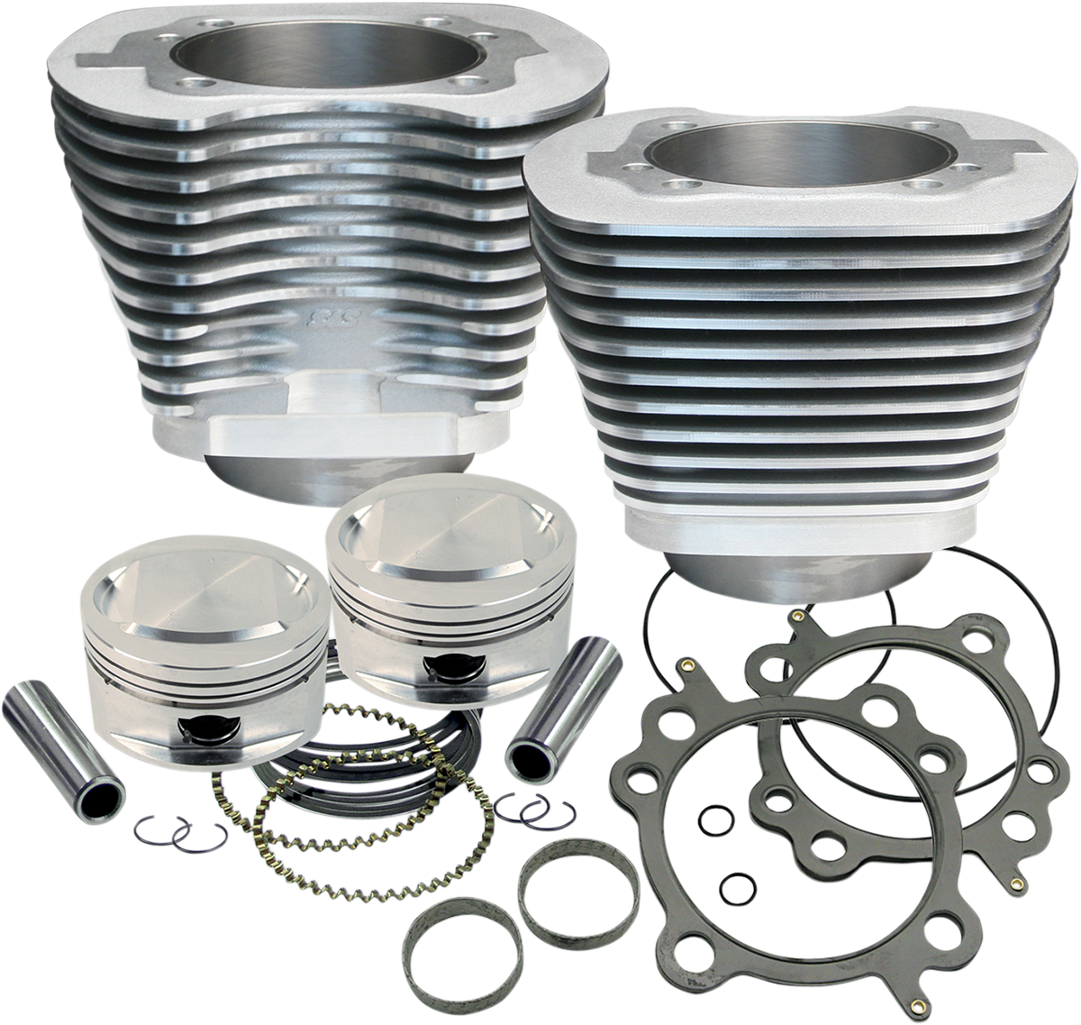 S&S Cylinder/Piston Kit, 3-7/8" Bore, 4.937", 4" Stroke, Silver, Harley 99+
