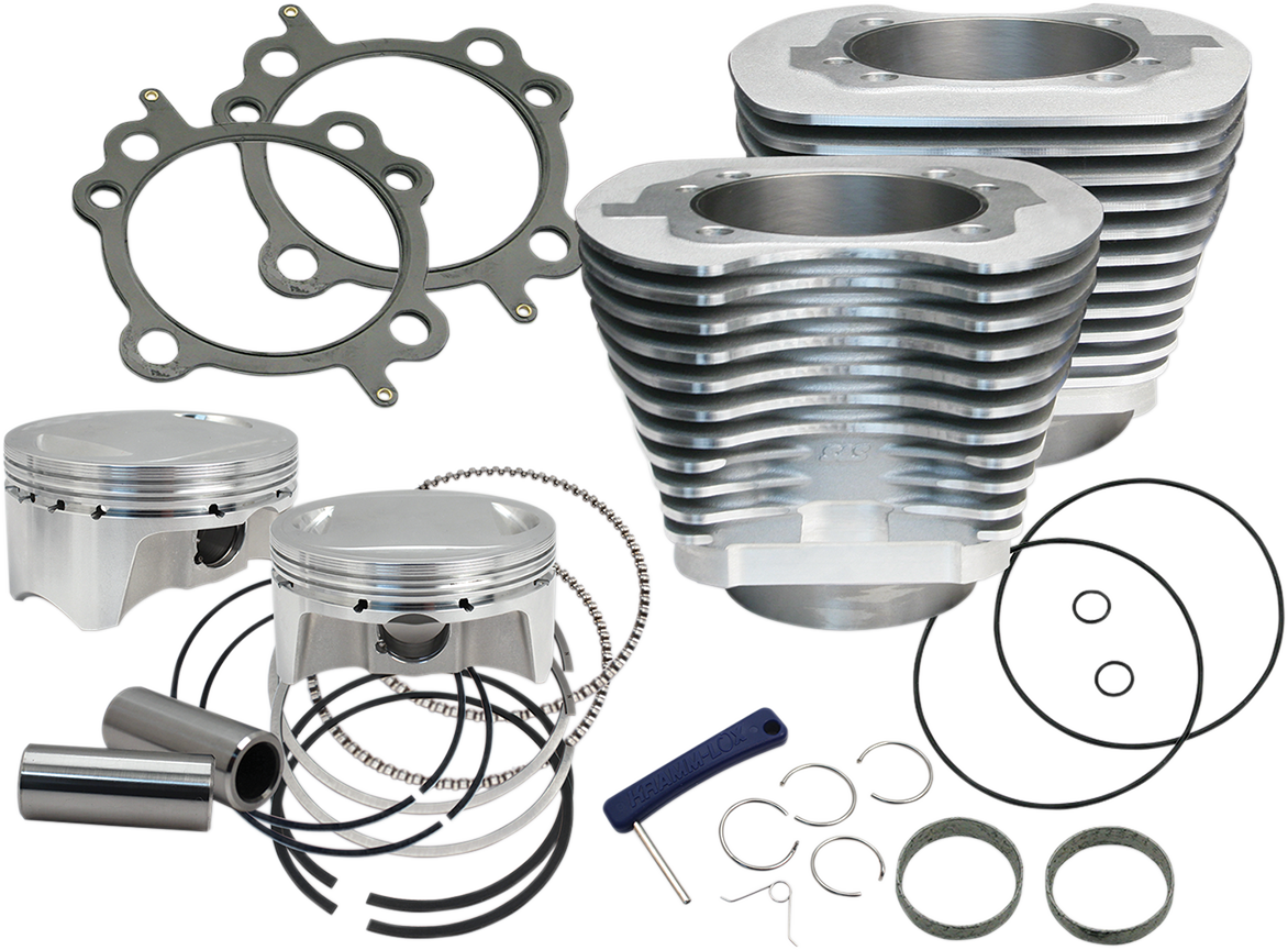 S&S Cylinder Kit, 4" Bore, 4-3/8" Stroke, 110", Silver, Harley Big Twin 07-16