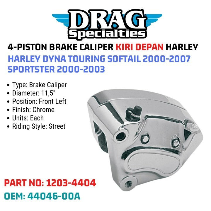 Drag Specialties 1203-4404 Front Left Caliper 2000-07 Harley-Davidson #44046-00A