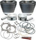 S&S Cylinder/Piston Kit, 3-7/8" Bore, 4.937", 4-1/2" Stroke, WBlack, Harley 99+