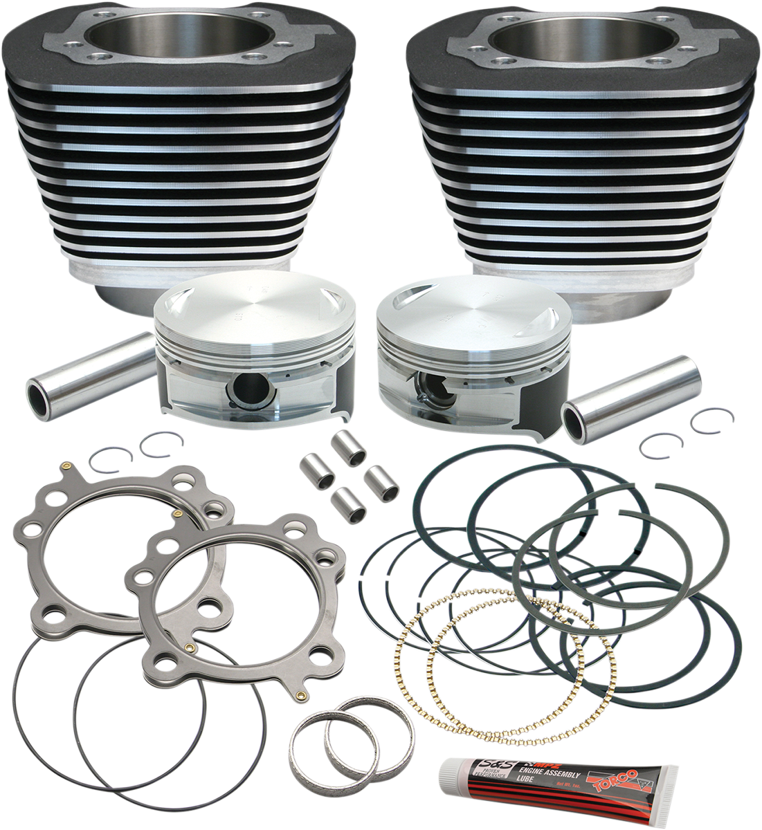 S&S Cylinder/Piston Kit, 3-7/8" Bore, 4.937", 4-1/2" Stroke, WBlack, Harley 99+