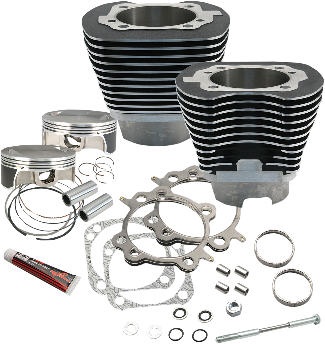 S&S Cylinder/Piston Kit, 4-1/8" Bore, 4.878", 4-3/8" Stroke, WBlack, Harley 99+