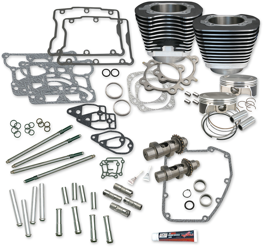 S&S 07-17 BT S&S 106in Big Bore Hot Set Up Kit w/o Cylinder Heads Wrinkle Black