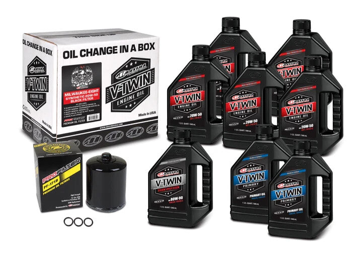 Maxima Synthetic 20W50 3 Hole Oil Change Kit Black Filter Harley M8 2017-2024