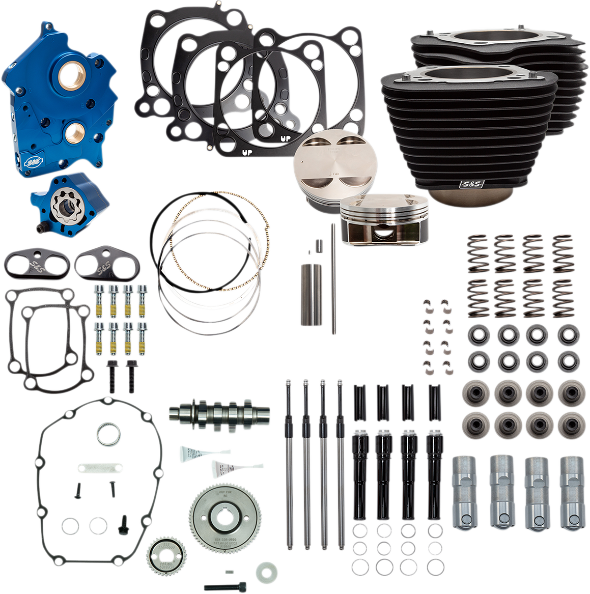 S&S 124" Power Pack, Oil Cooled, w/ Black Pushrods, 550G Cam, WBlack, Harley M8