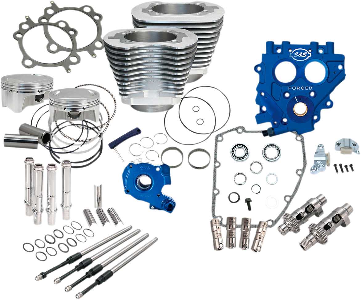 S&S Power Pack, 4" Bore, 585CE, Silver, Harley Big Twin 99-06 exc. 06 Dyna