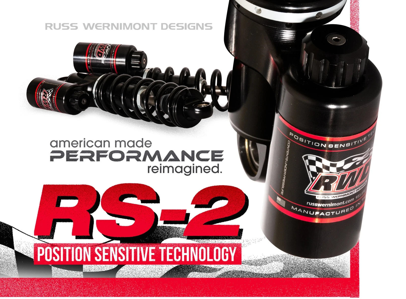 RWD 13" RS-2 Rear Shocks, Black, Standard Spring 1991-2017 Harley Davidson Dyna