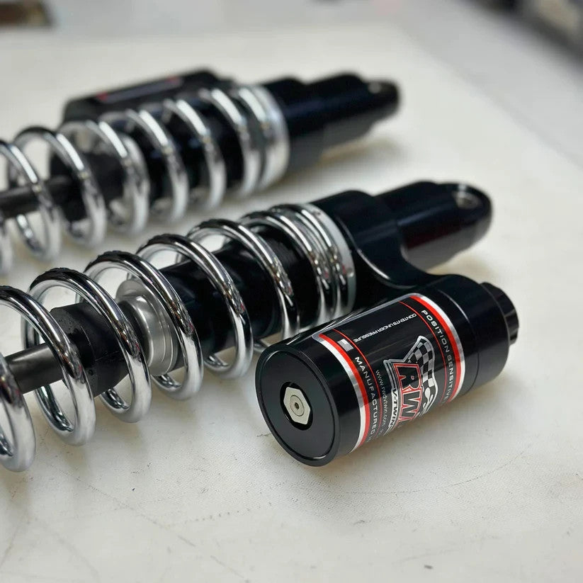 RWD 14" RS-2 Rear Shocks, Black w/Standard Chrome Spring 1991-2017 Harley Dyna
