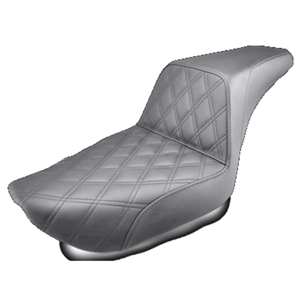 Saddlemen Step-Up Seat - Front Lattice Stitch - Black - Harley FXR 1982-2000