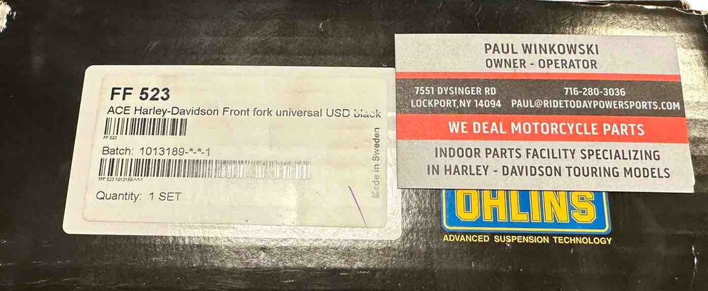 OHLINS 43mm Builders Front Forks FF 523 Black Tubes Harley Street & Road Glide