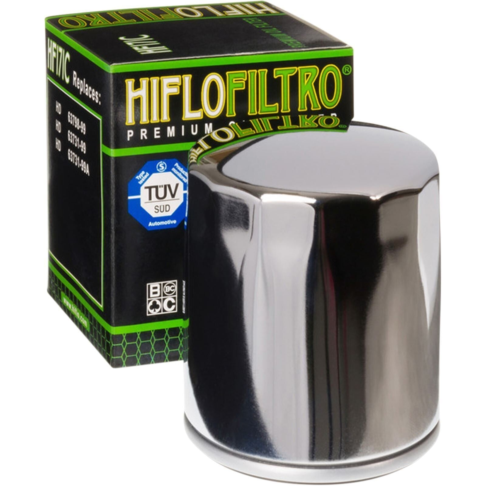 HiFlo Oil Filter HF171C Chrome Twin Cam & M8 Harley Davidson #63731-99, 63798-99