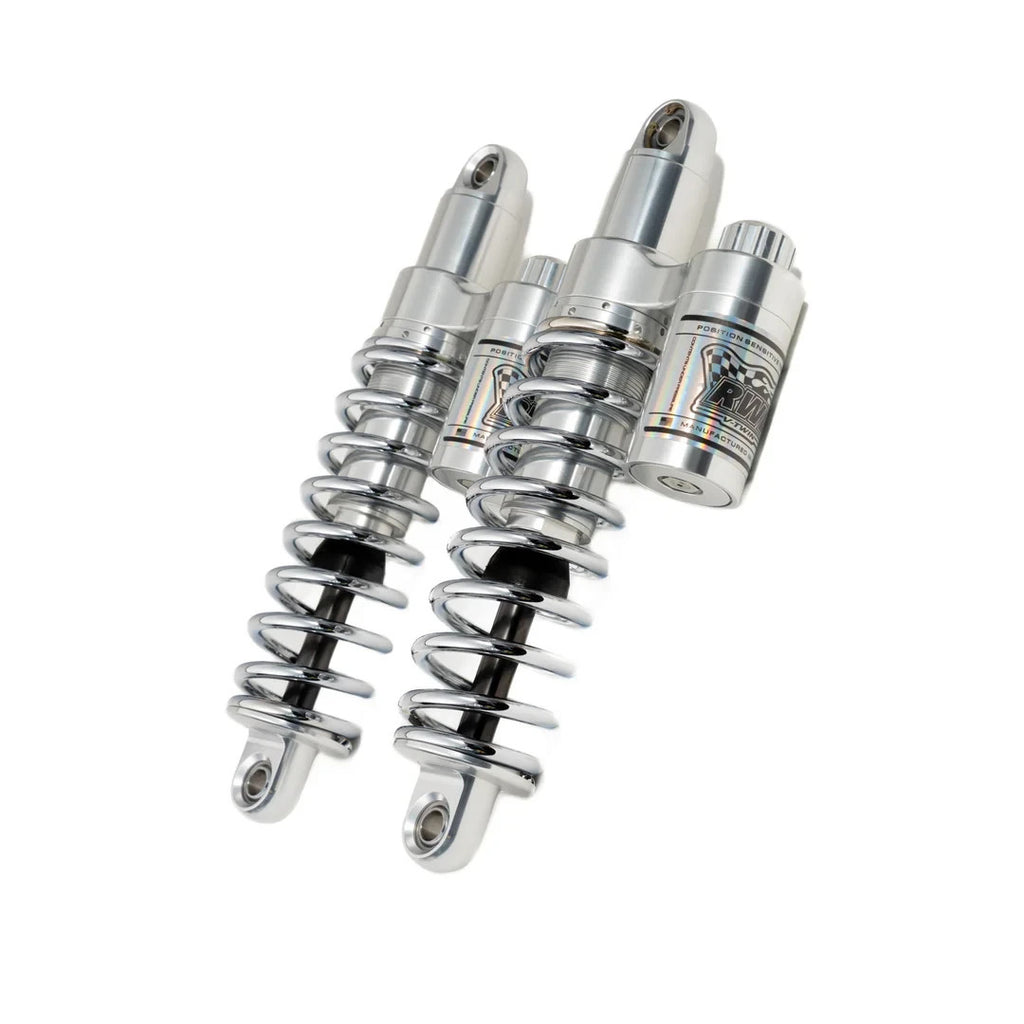 RWD 13" RS-2 Rear Shocks, Polished, Standard Chrome Spring 1991-2017 Harley Dyna
