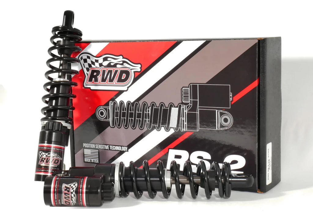 RWD RS-2 13" Rear Shocks, Black, Heavy HD Spring 1999-26 Harley Davidson Touring