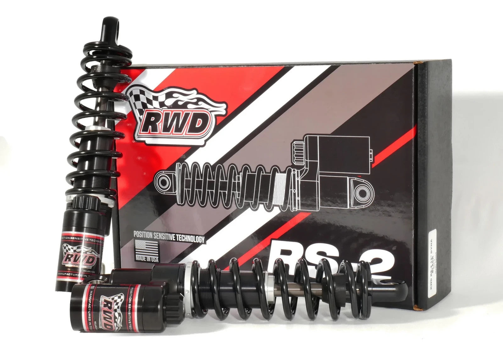 RWD RS-2 13" Rear Shocks, Black, Heavy HD Spring 1999-26 Harley Davidson Touring