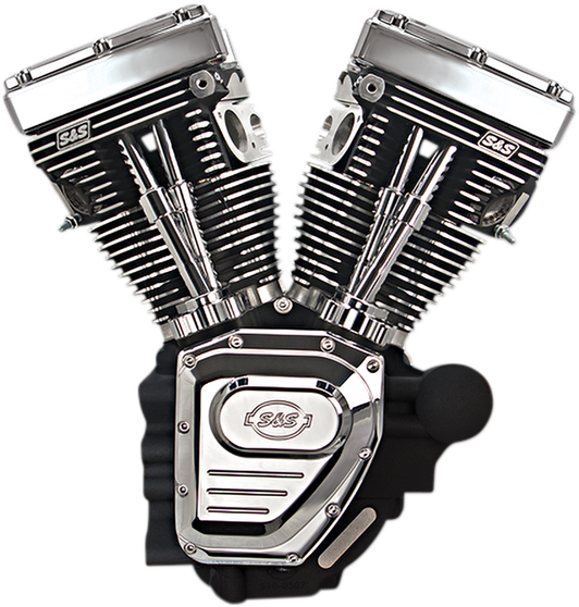 S&S Engine T124, LC, 585GE Cams, Wrinkle Black/Chrome, Harley Touring 07-16