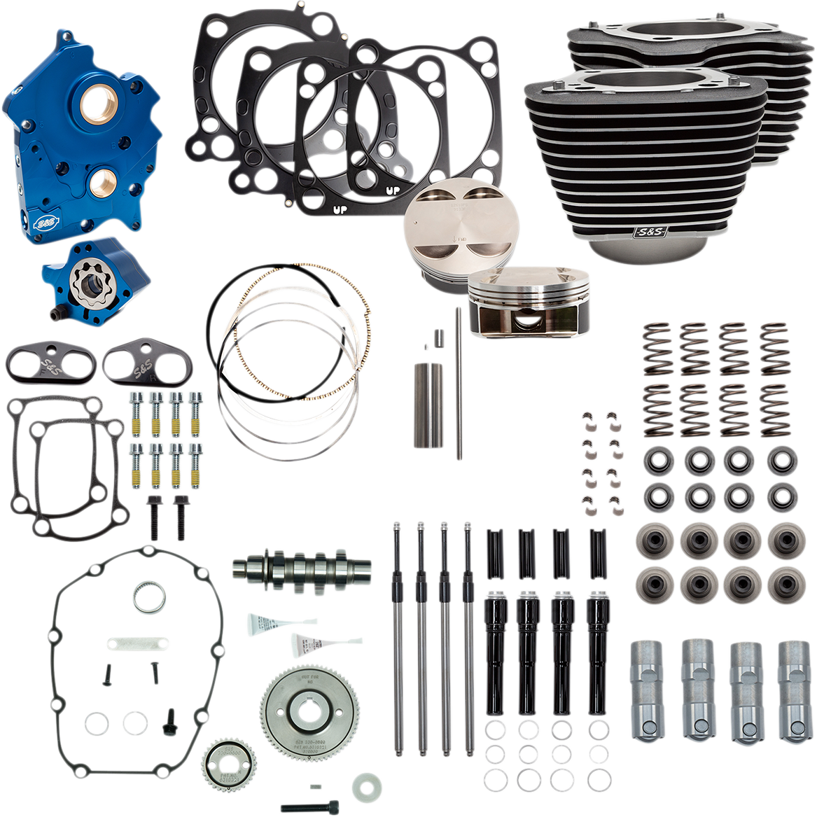 S&S 124" M8 Power Package Big Bore Highlighted Gear Cam Black Pushrod Oil Cooled