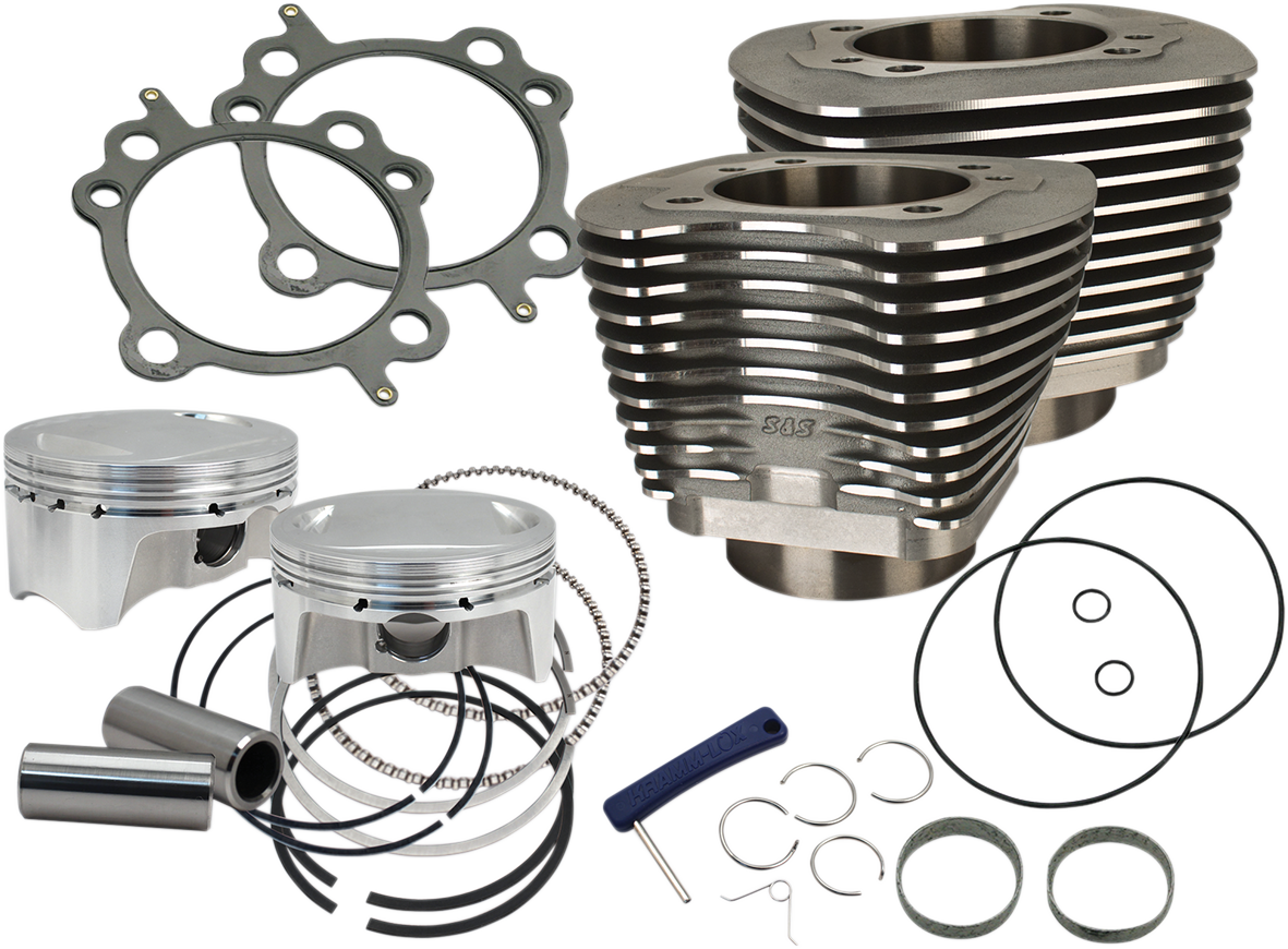 S&S Cylinder Kit, 4" Bore, 4-3/8" Stroke, 110", WBlack, Harley Big Twin 2007-16