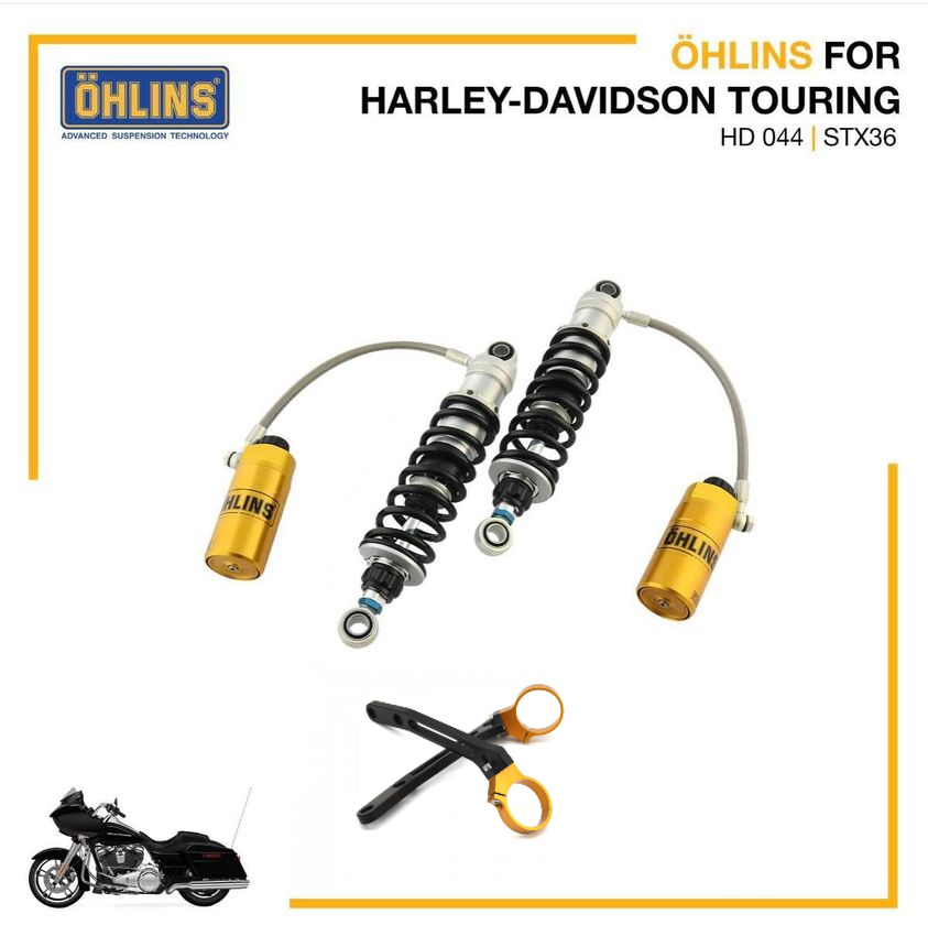 Ohlins HD044 13" Rear Shocks 150-500lbs 2014-2025 Harley Touring Bagger HD 044