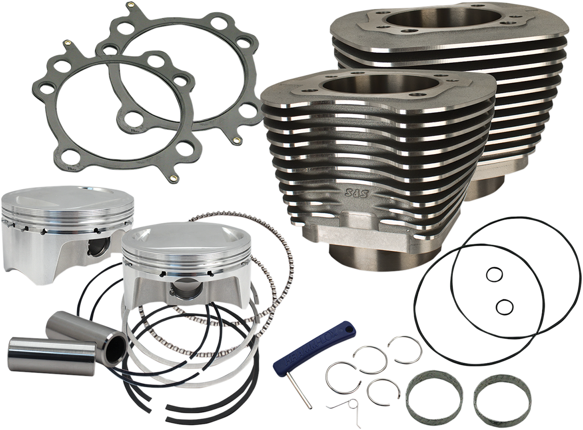 S&S Cylinder Kit, 3.937" Bore/CP Pistons/4.937"/WBlack, Twin Cooled Harley 14-16