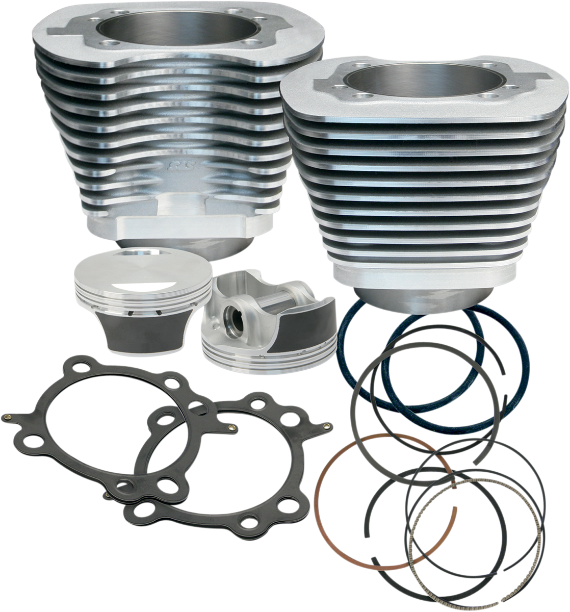S&S Cylinder/Piston Kit, 3.927" Bore, 4.937", 4-3/8" Stroke, Silver Harley 07-16