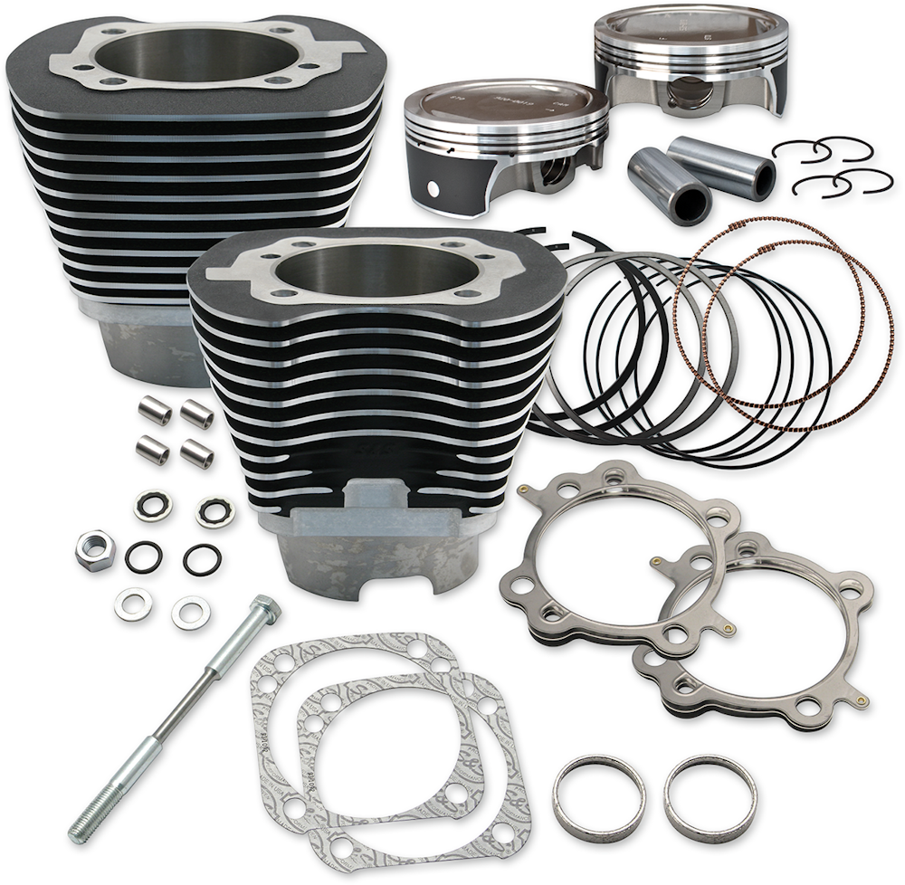 S&S 07-16 Harley Twin Cam 124" Low Compression 4-1/8" Big Bore Kit Wrinkle Black