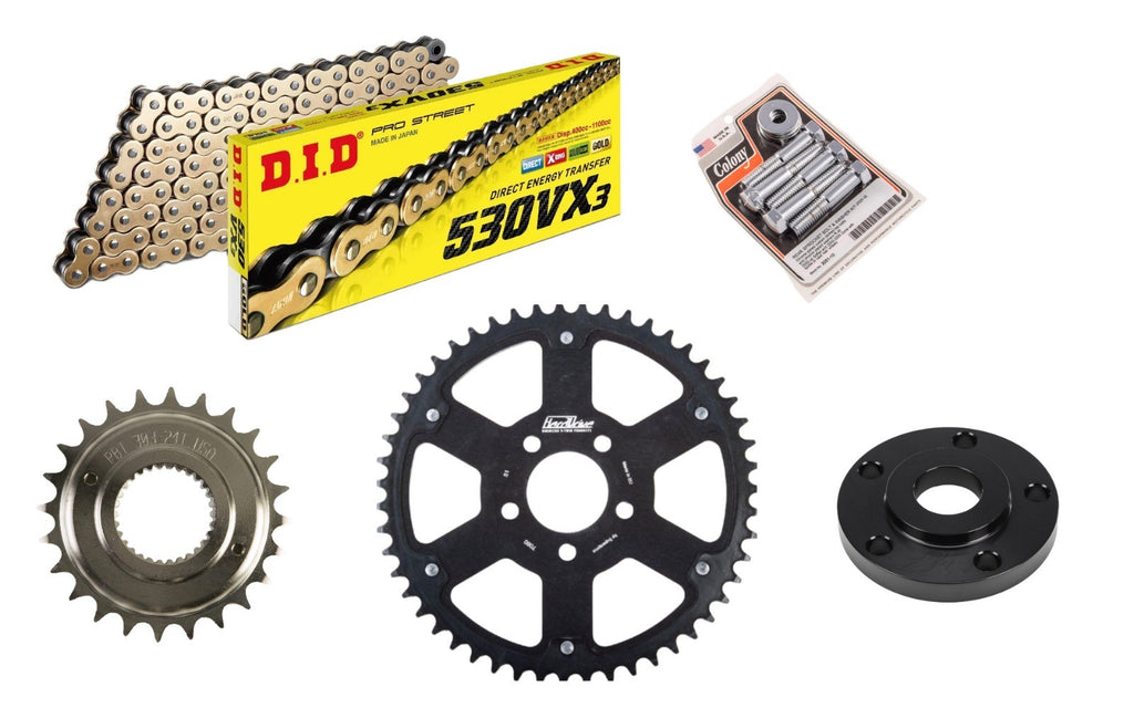 530 D.I.D Gold VX3 Chain Conversion 24T-51T Carbon Sprocket 00-05 Harley Dyna