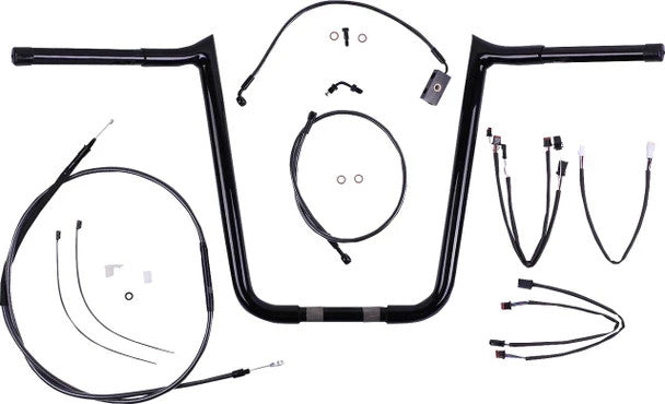 Magnum Full 14" Black Handlebar Kit w/Lines & Extensions 17-20 Harley Road Glide