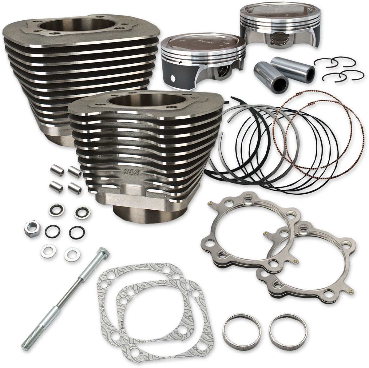 S&S Cylinder Kit, 4-1/8" Bore, 5.004", 4-5/8" Stroke, WBlack, Harley TC 07-16