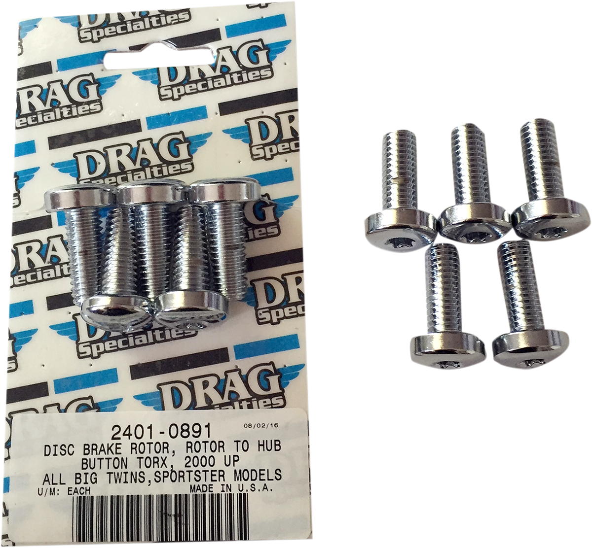 Drag Rear Rotor to Hub Torx Bolts Chrome Harley Dyna/Softail/Touring/XL 1986-21