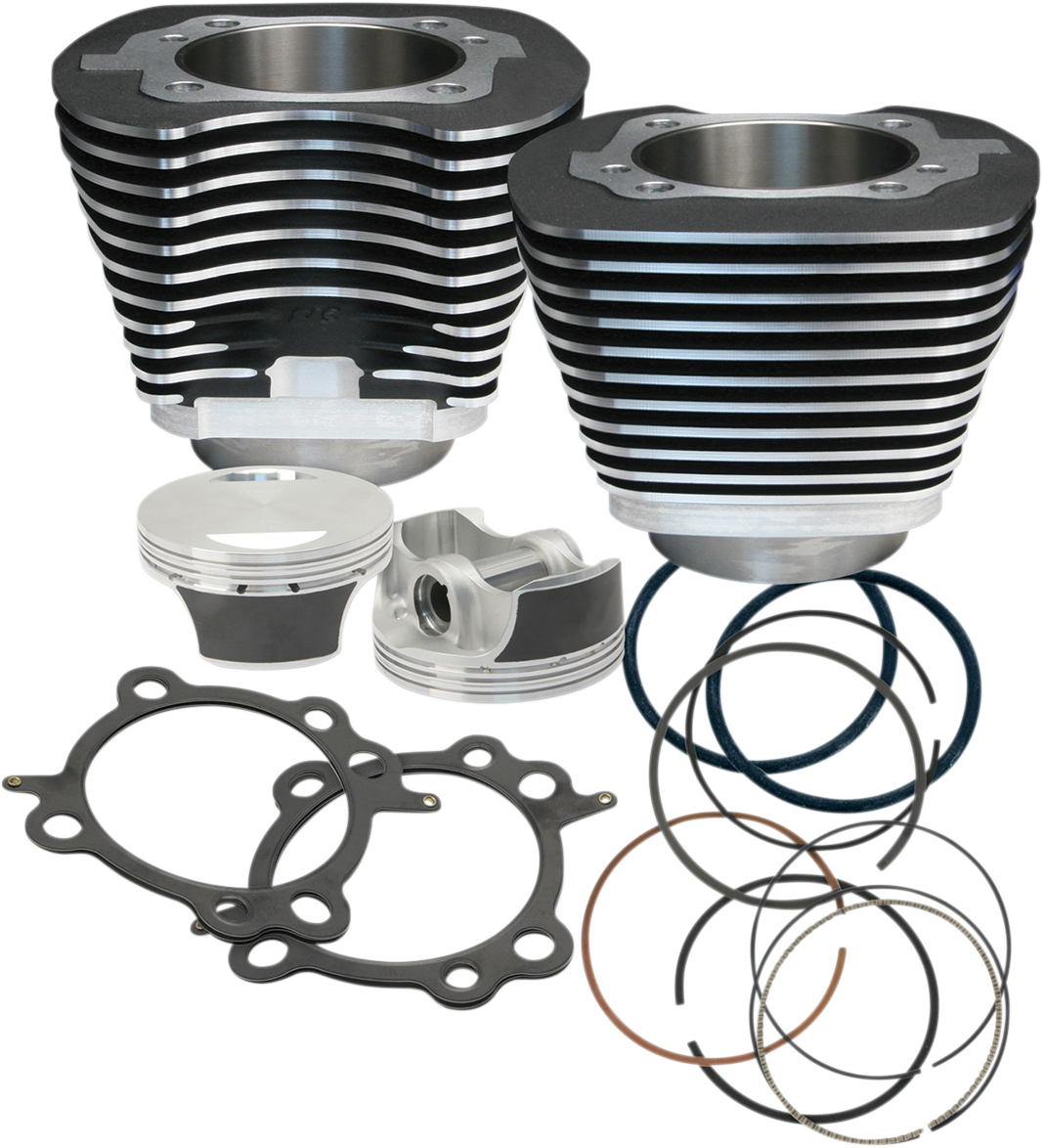 S&S Cylinder Kit, 3.927" Bore, 4.937", 4-3/8" Stroke, WBlack, Harley TC 07-16