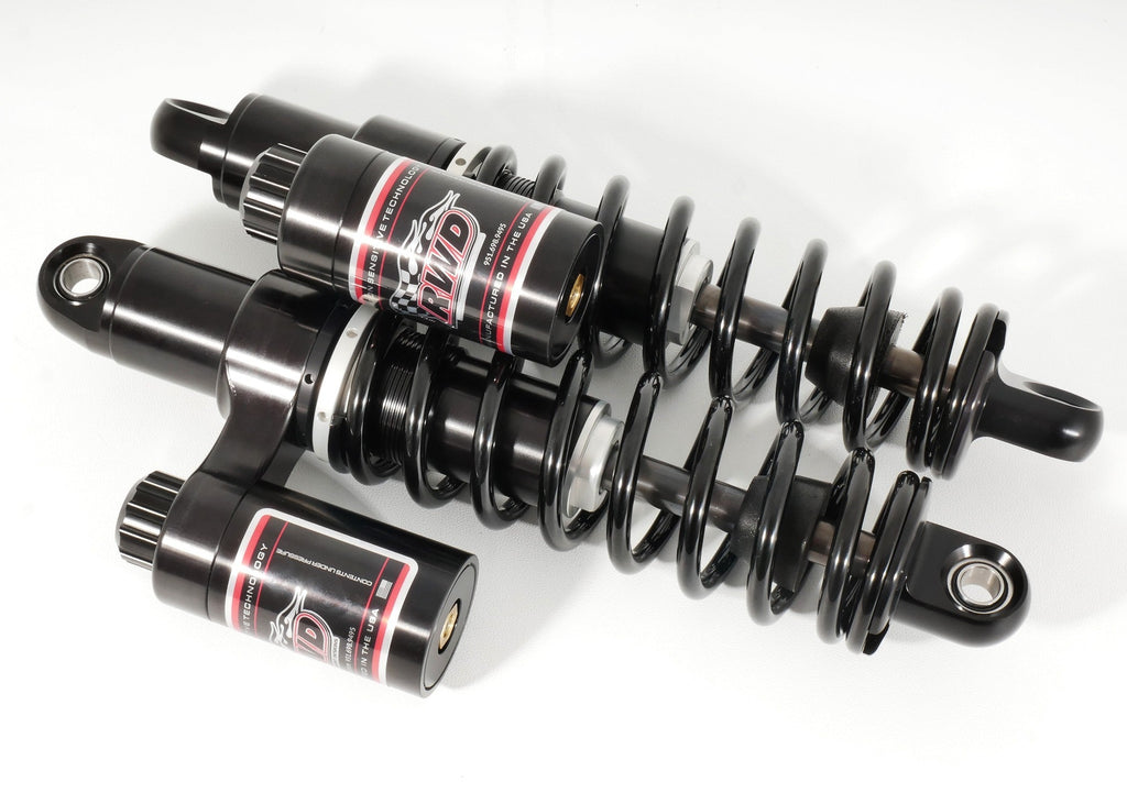 RWD V-Twin Harley suspension parts shown on a white background