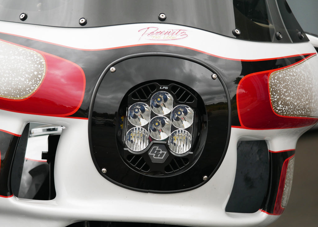 LP6 Harley light installed on a bike