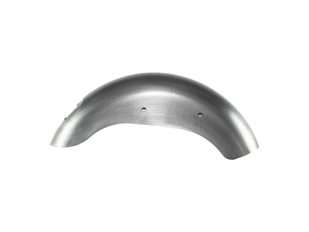 RWD V-Twin brushed metal motorcycle fender with pre-drilled mounting holes.