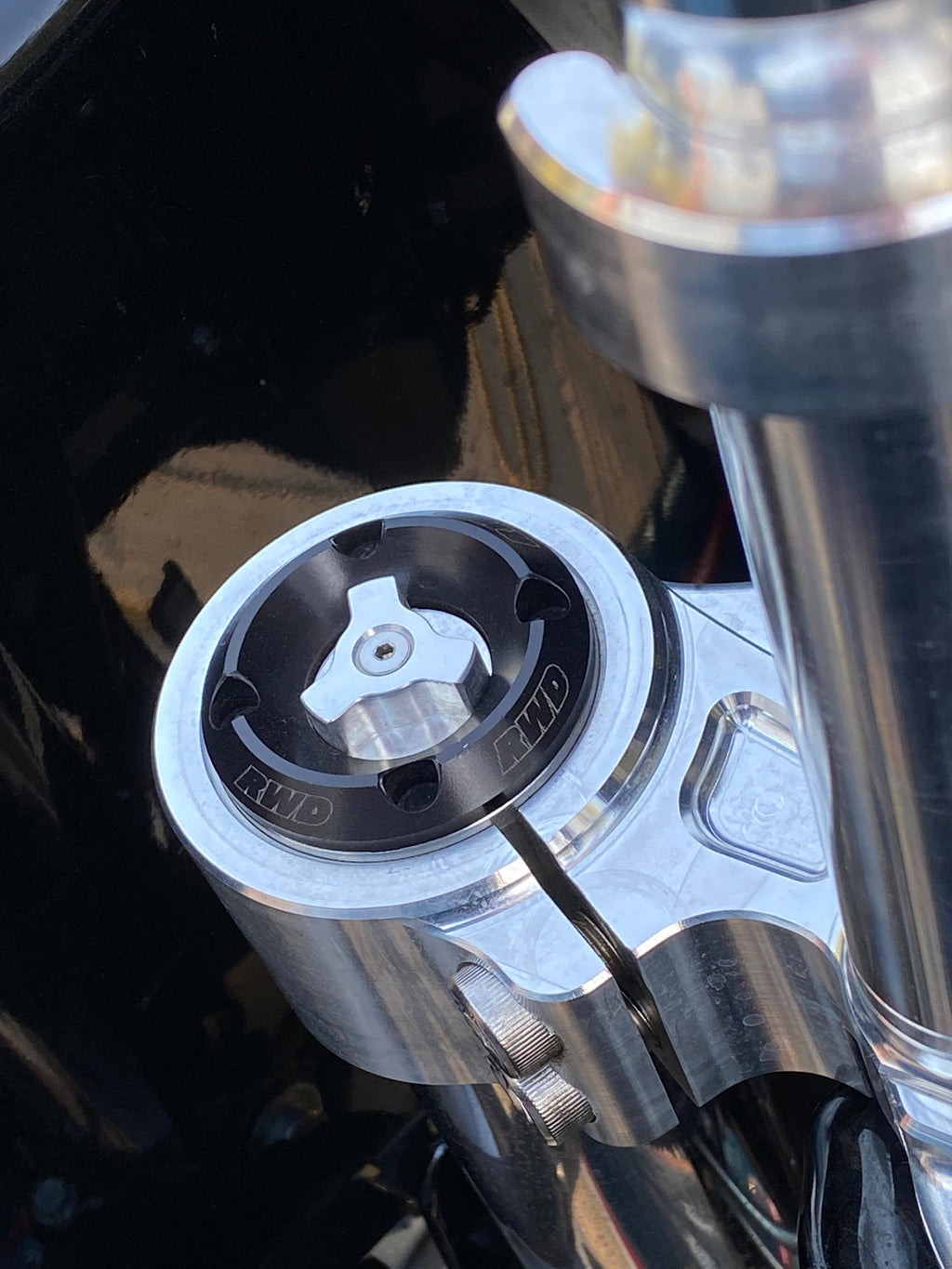 RWD V-Twin parts installed on a bike